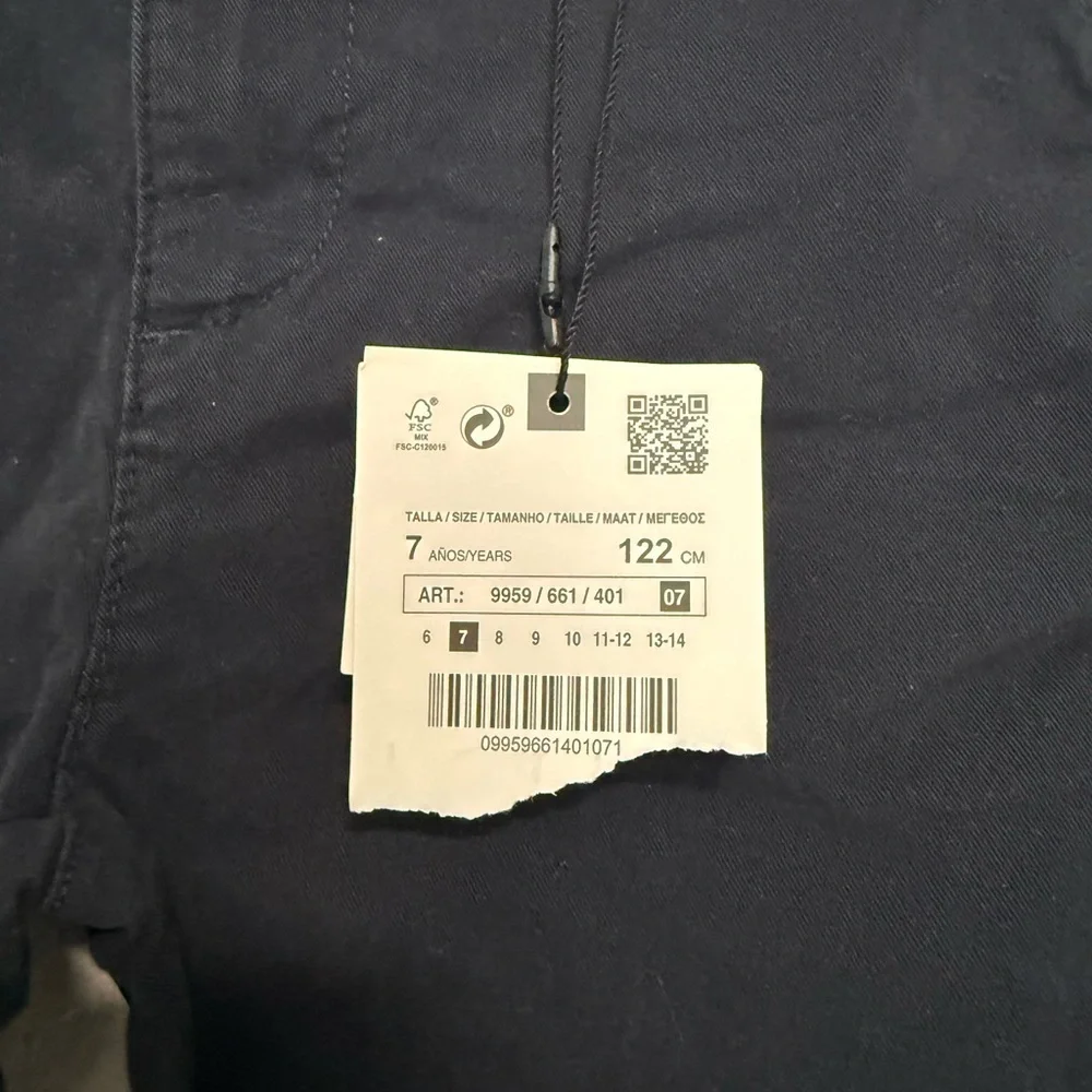 Zara Kids Slim Fit Garment Dyed Navy Blue Chino Pants Size 7 122cm‎